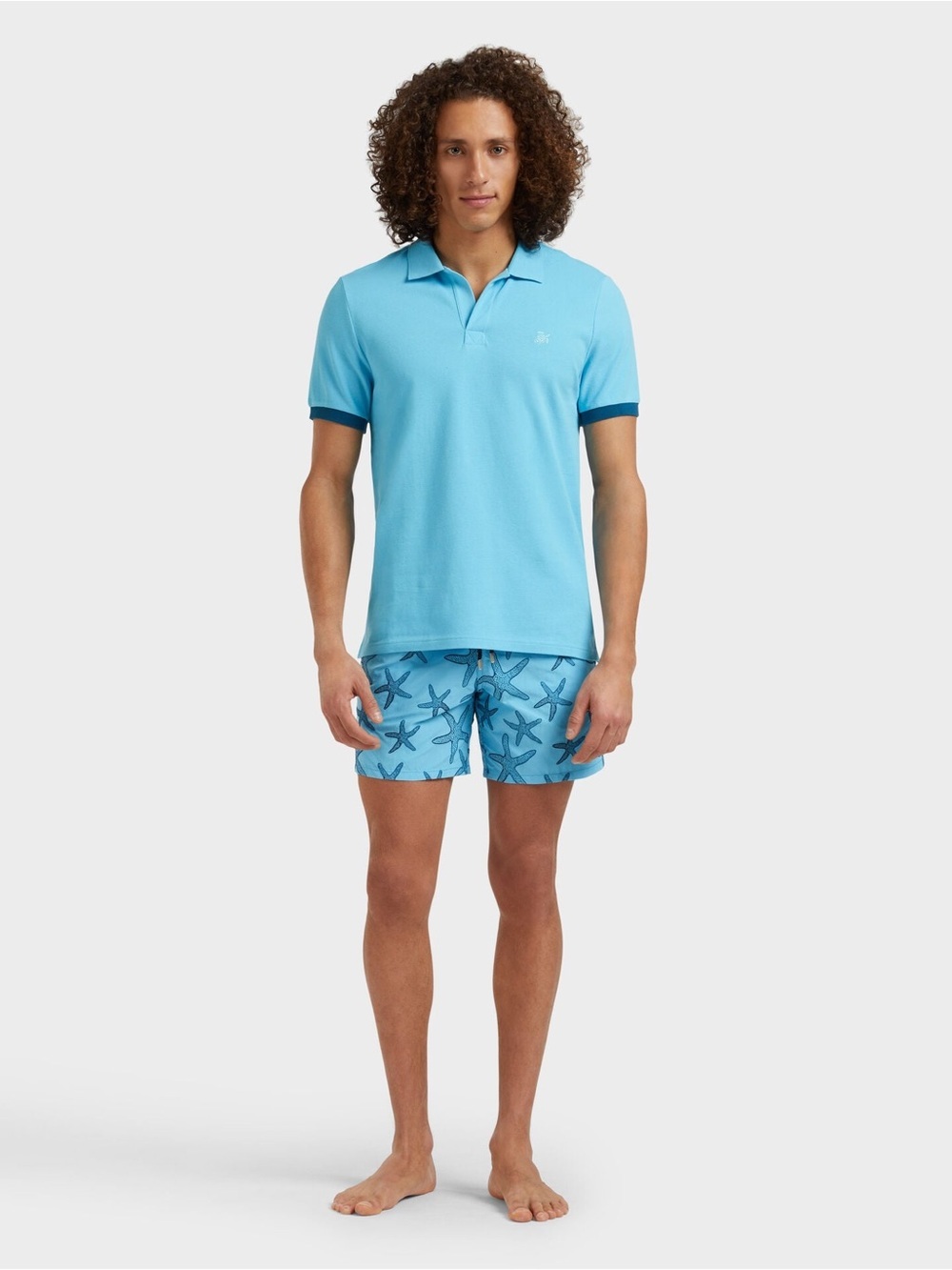 Vilebrequin Palan Cotton Pique Polo Blue Topaz